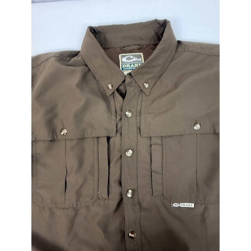 Drake Waterfowl System Vented Button Down Shirt Brown Outdoors Hiking Men Size M - Picture 4 of 11